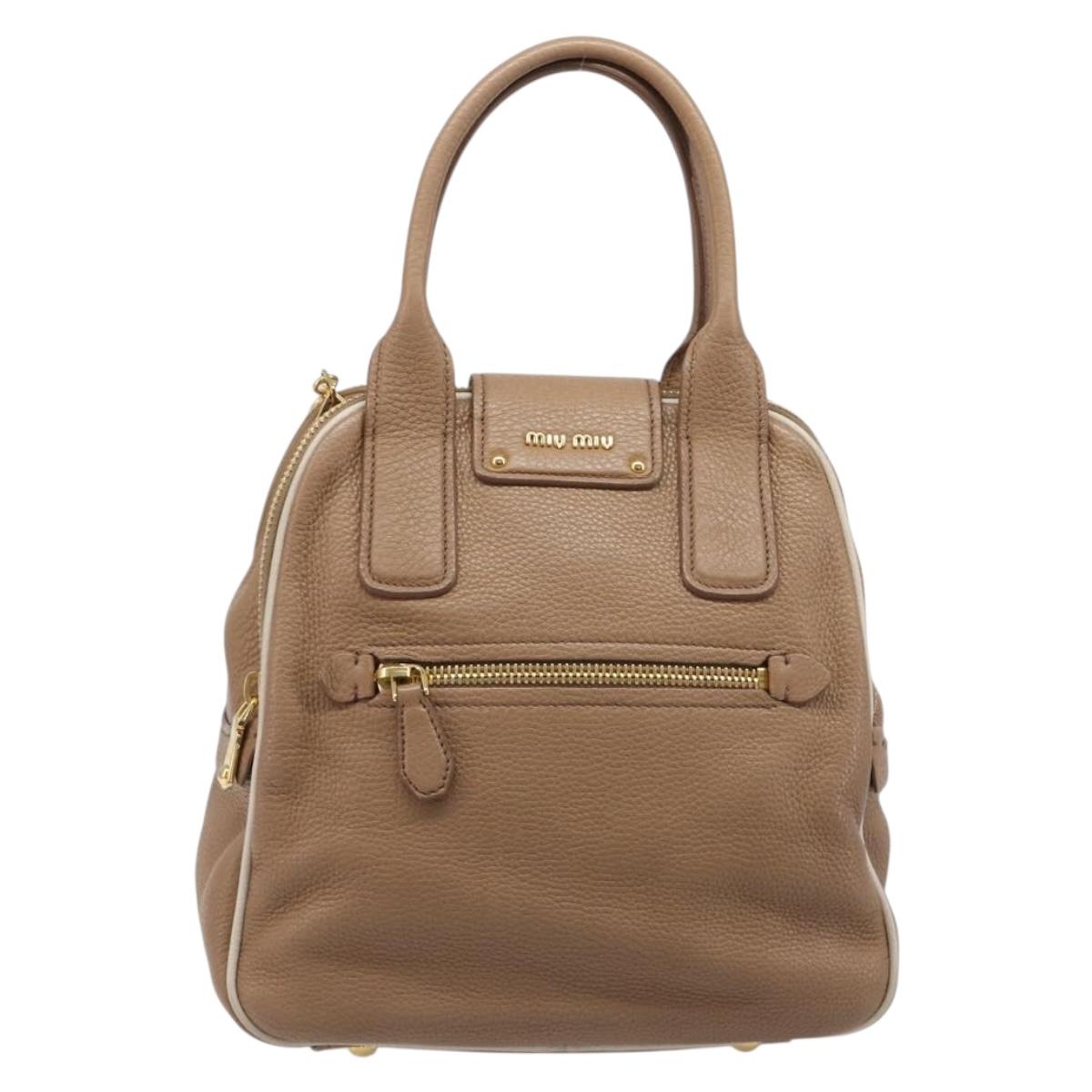 Miu Miu Hand Bag Leather 2way Beige Gold Auth 204057V - Jerrillo image 2