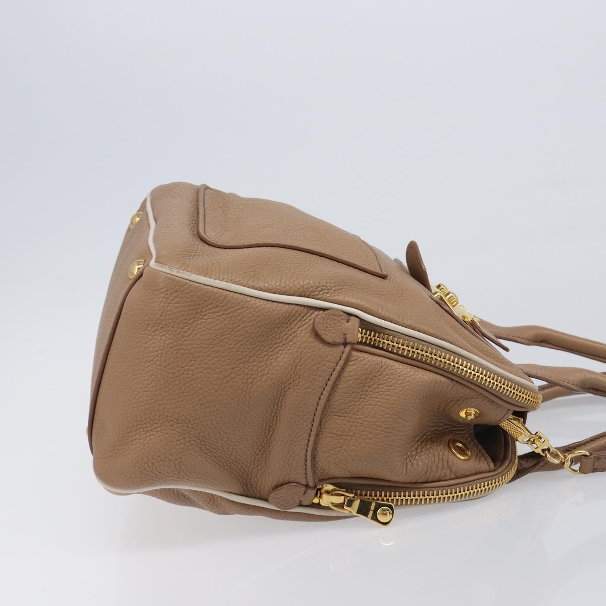 Miu Miu Hand Bag Leather 2way Beige Gold Auth 204057V - Jerrillo image 3