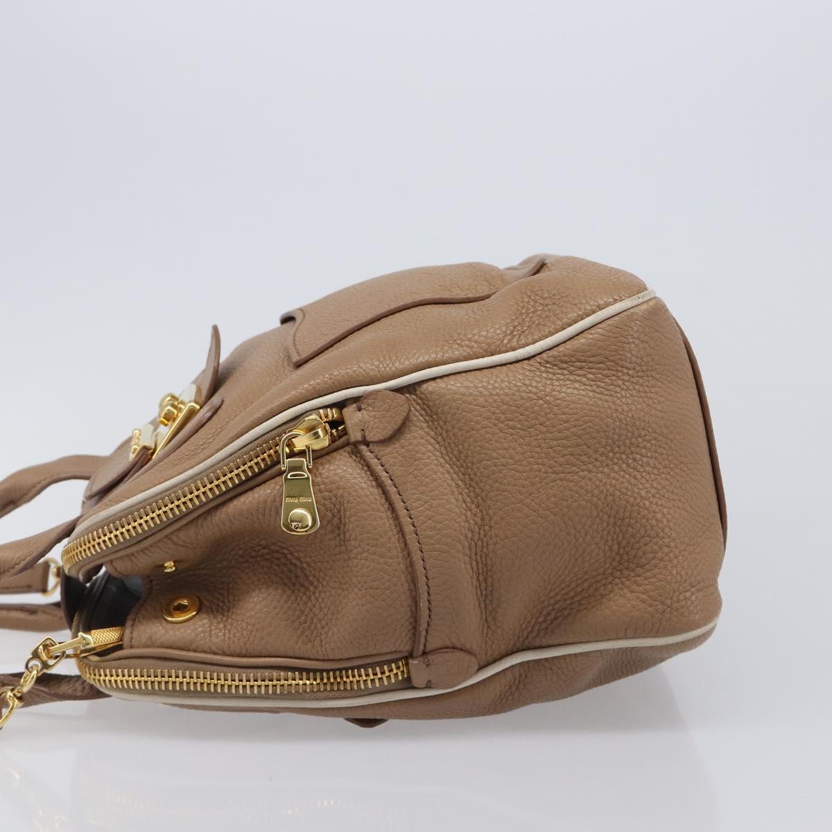 Miu Miu Hand Bag Leather 2way Beige Gold Auth 204057V - Jerrillo image 4