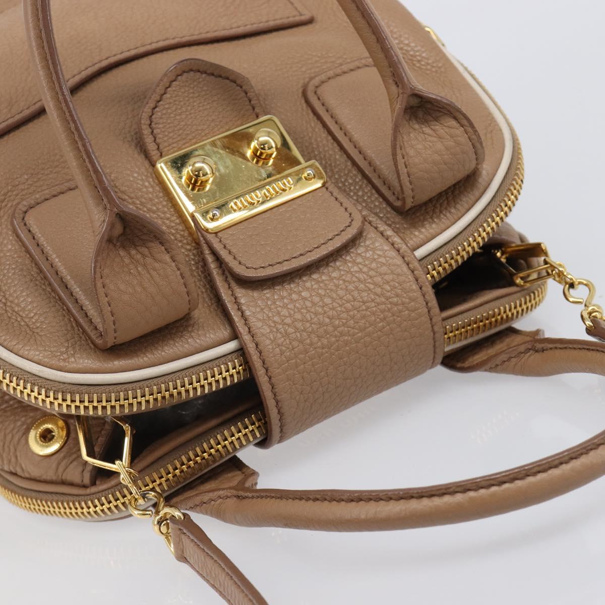 Miu Miu Hand Bag Leather 2way Beige Gold Auth 204057V - Jerrillo image 6