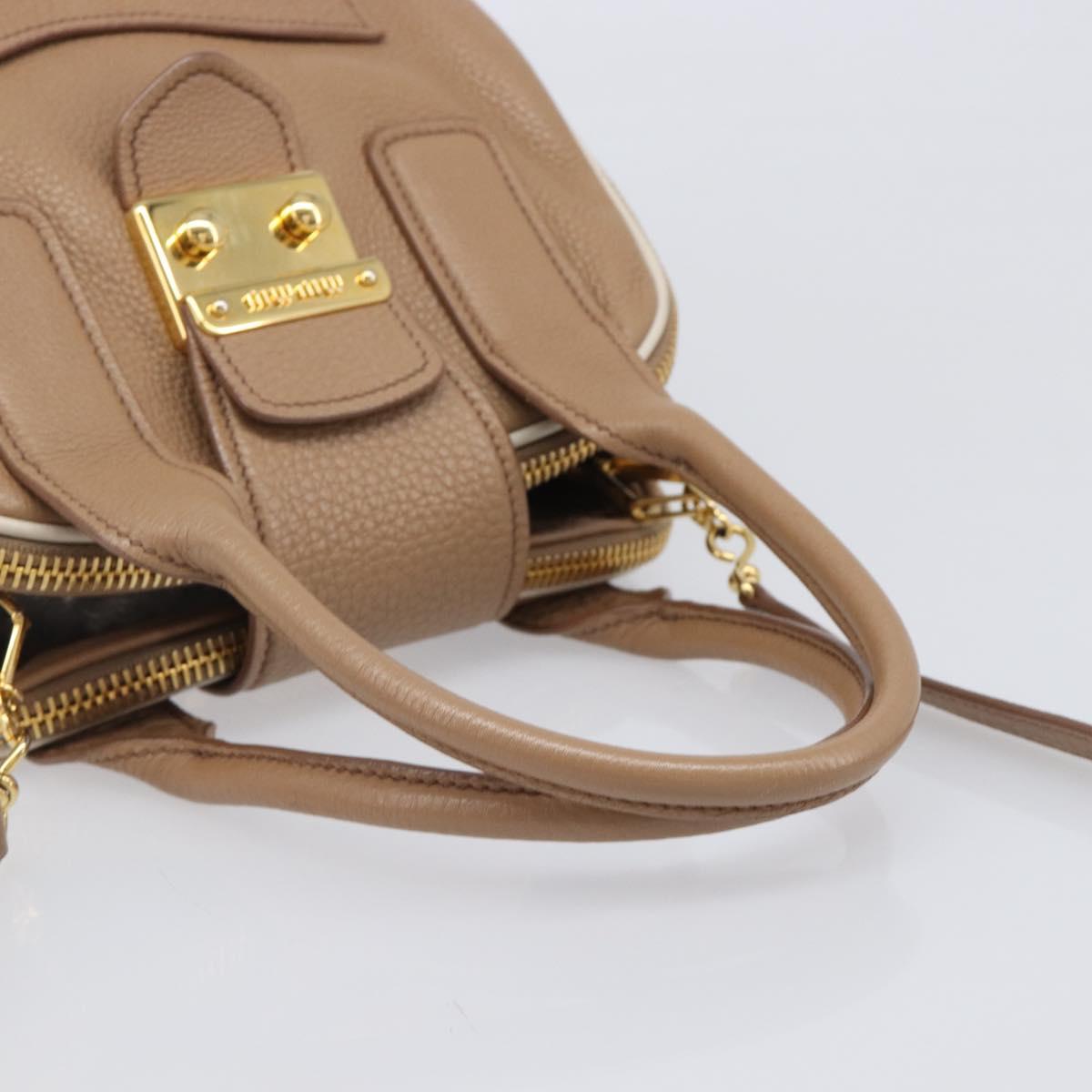 Miu Miu Hand Bag Leather 2way Beige Gold Auth 204057V - Jerrillo image 7