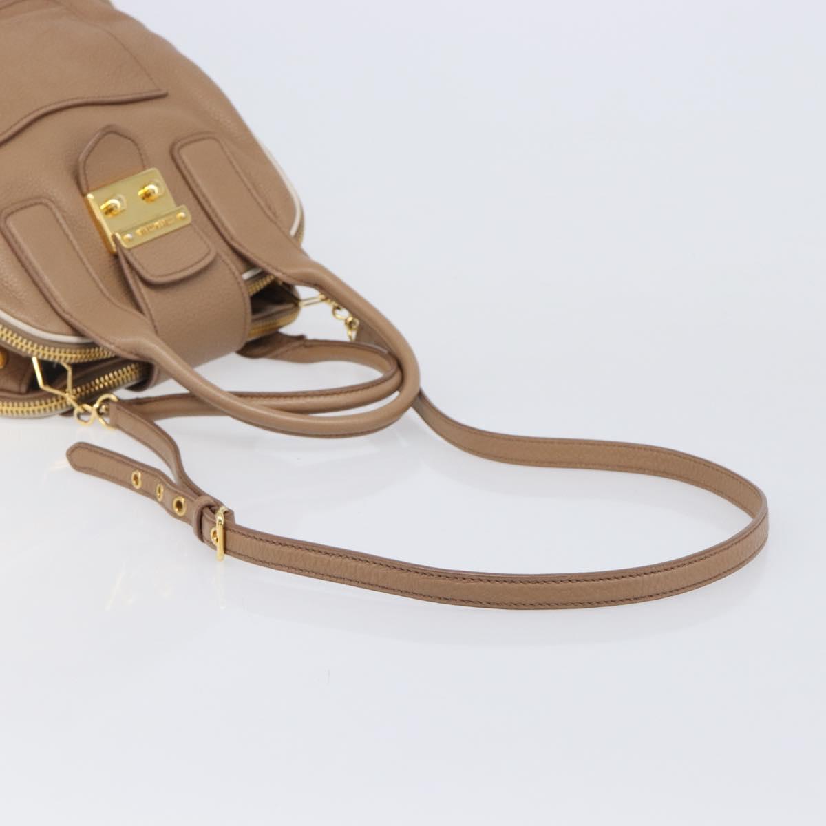Miu Miu Hand Bag Leather 2way Beige Gold Auth 204057V - Jerrillo image 8