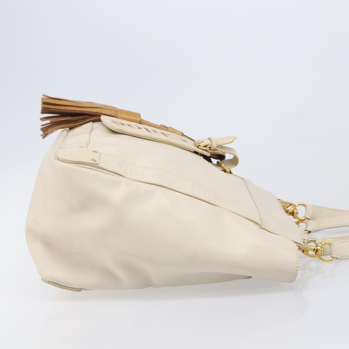 Chloe Eden Small Tote Bag Leather White Gold Auth 204236 - Jerrillo image 3