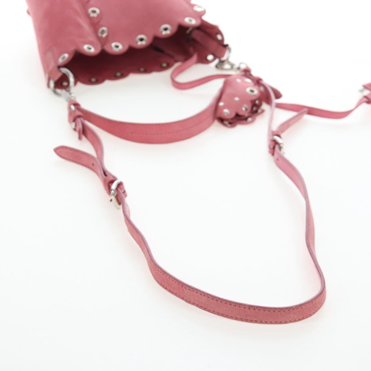Miu Miu Shoulder Bag Suede Pink Silver Auth 204837A - Jerrillo image 9
