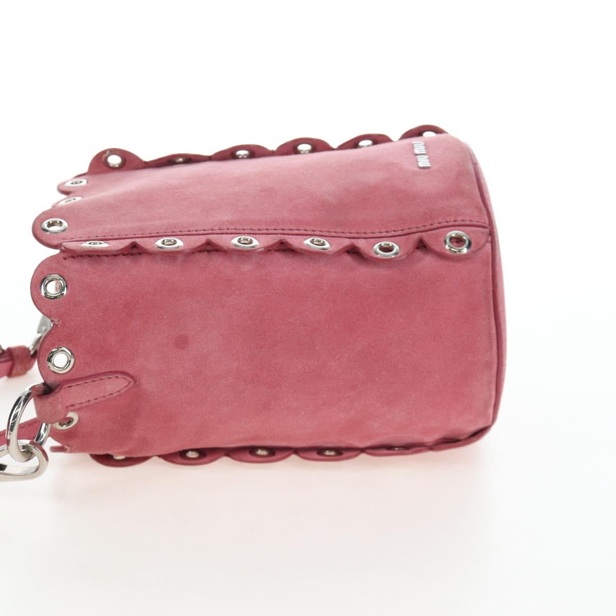 Miu Miu Shoulder Bag Suede Pink Silver Auth 204837A - Jerrillo image 3