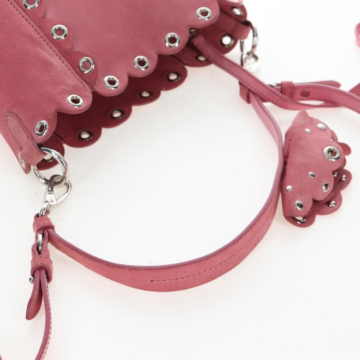 Miu Miu Shoulder Bag Suede Pink Silver Auth 204837A - Jerrillo image 8