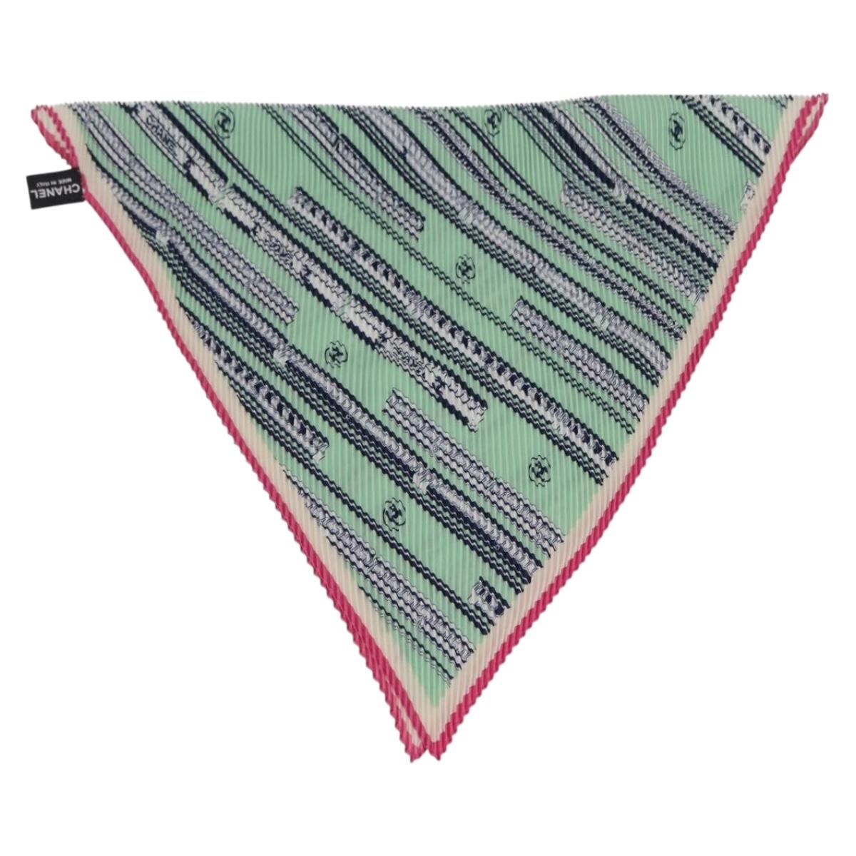CHANEL Scarf Silk Green CC Auth 204962M - Jerrillo image 2