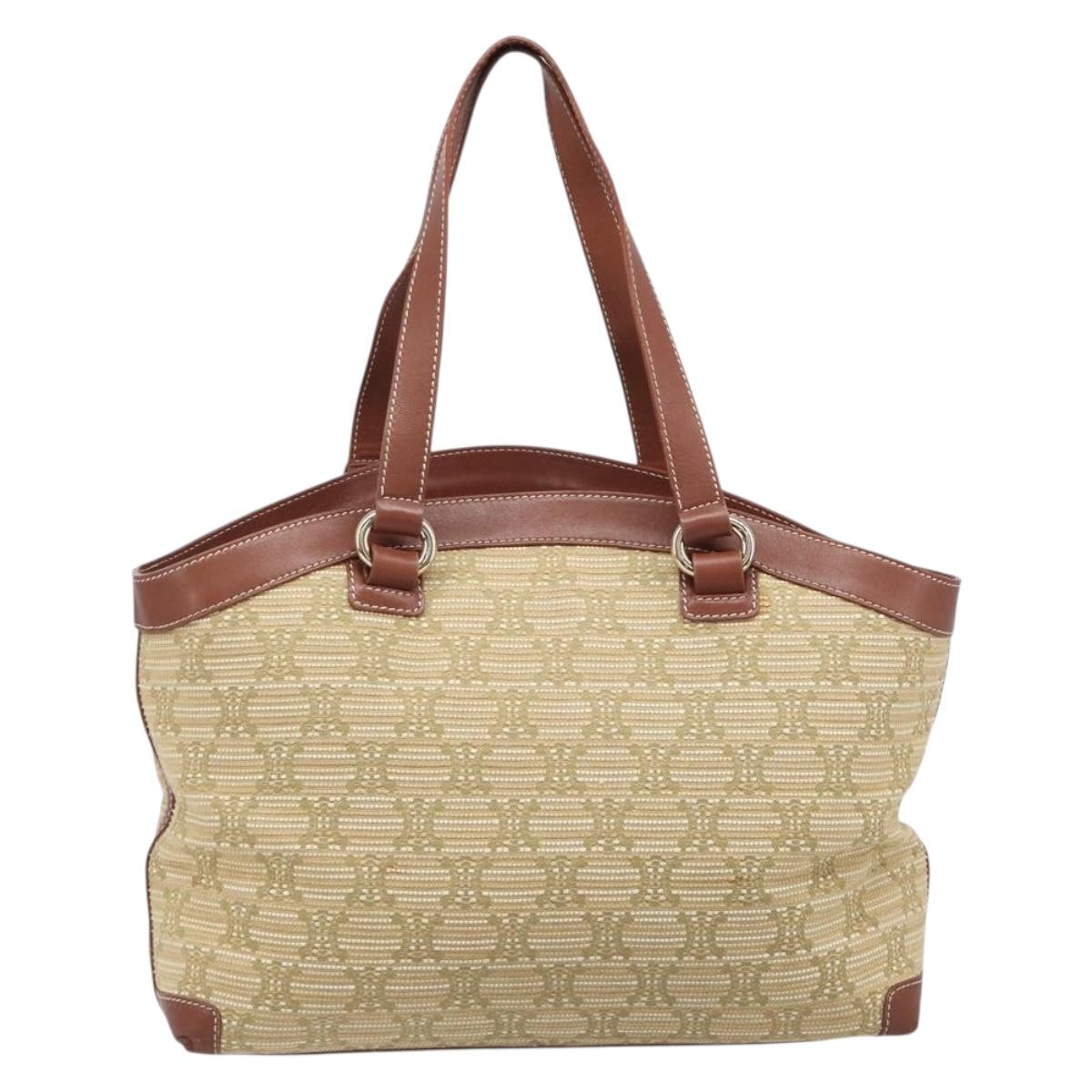 CELINE Macadam Canvas Tote Bag Beige Gold Auth 206043V - Jerrillo image 2