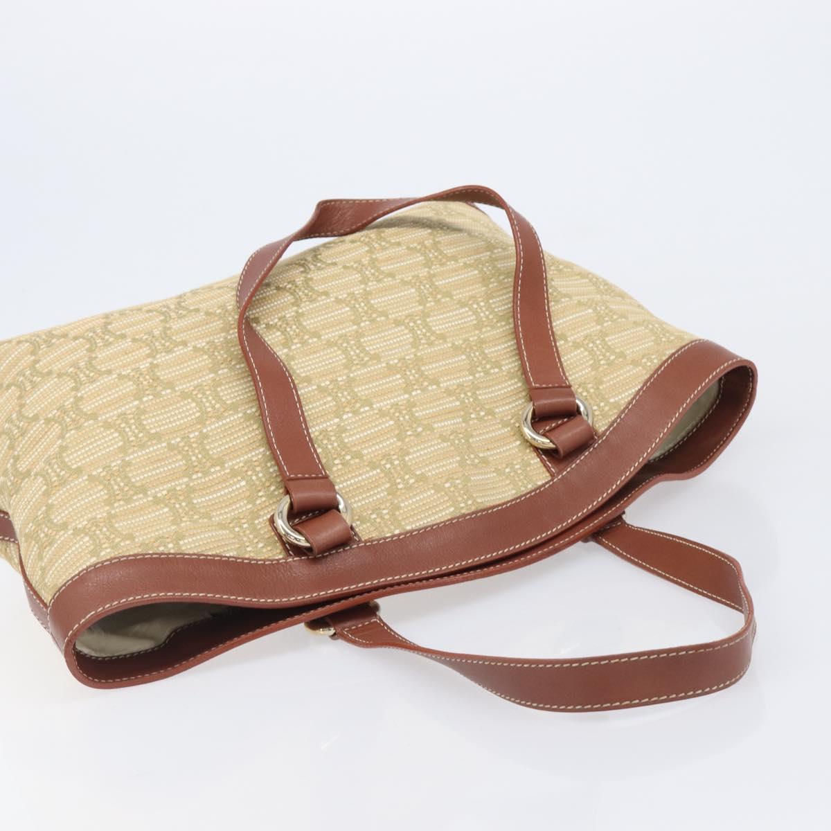 CELINE Macadam Canvas Tote Bag Beige Gold Auth 206043V - Jerrillo image 6