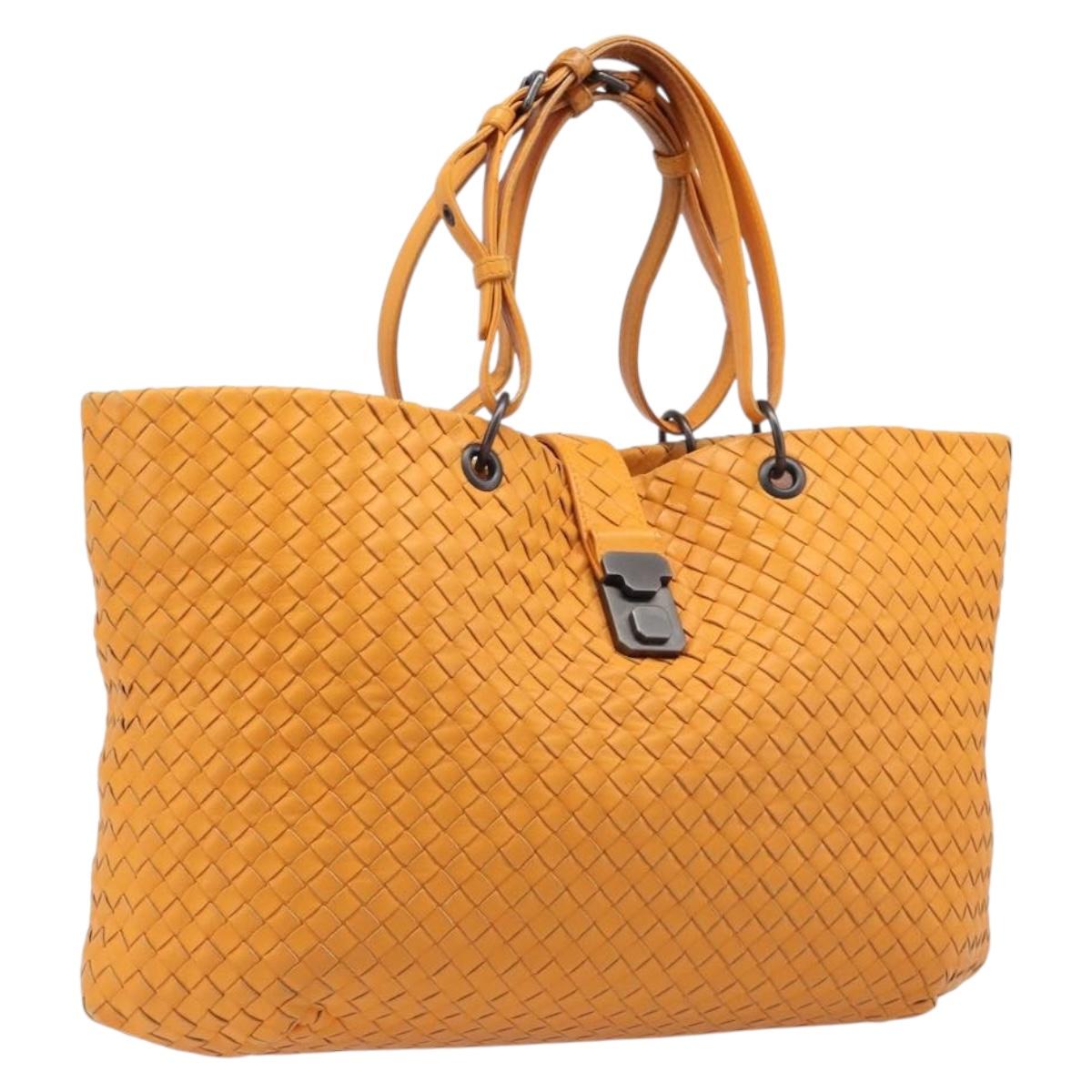 BOTTEGA VENETA INTRECCIATO Capri Tote Bag Leather Orange Auth 206070V - Jerrillo