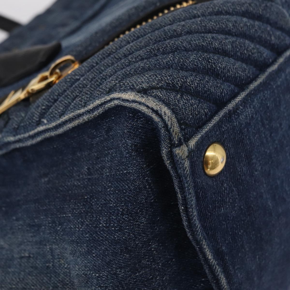 Miu Miu Biker Hand Bag Denim 2way Navy Gold Auth 206083V - Jerrillo image 10