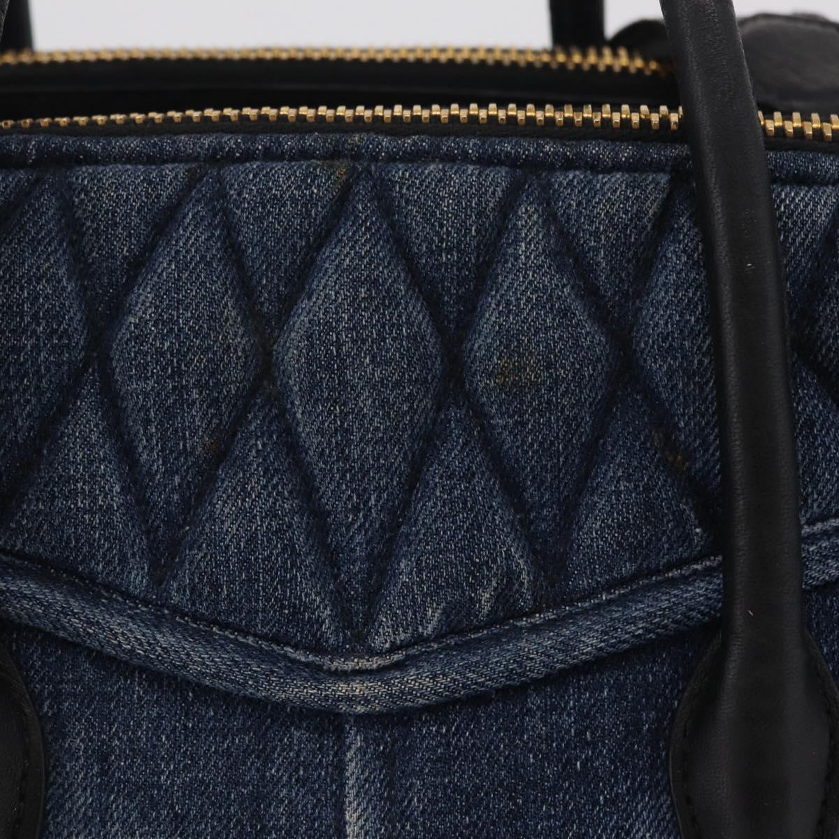 Miu Miu Biker Hand Bag Denim 2way Navy Gold Auth 206083V - Jerrillo image 3