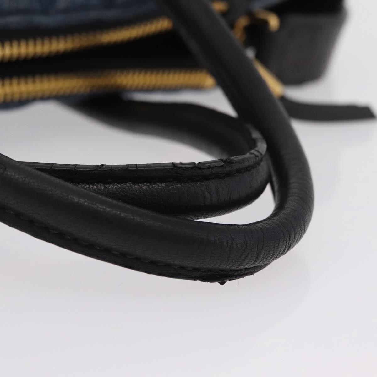 Miu Miu Biker Hand Bag Denim 2way Navy Gold Auth 206083V - Jerrillo image 8