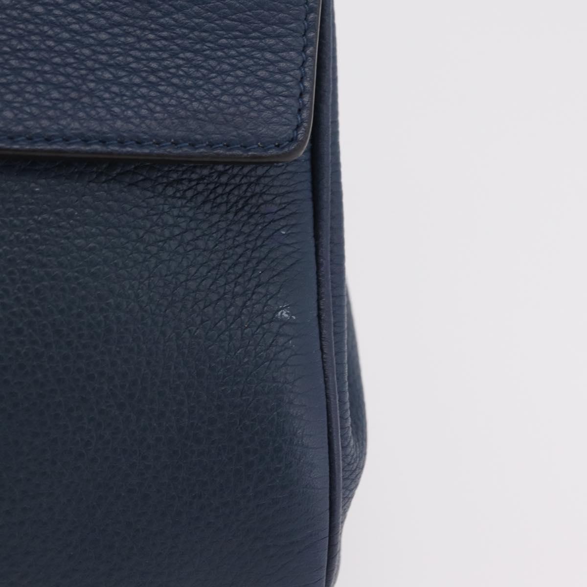 Salvatore Ferragamo Gancini Studio Bag Leather 2way Navy Gold Auth 206236A - Jerrillo image 2