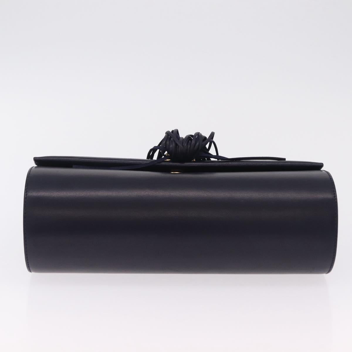 Salvatore Ferragamo Shoulder Bag Leather Navy Gold Auth 206283A - Jerrillo image 5