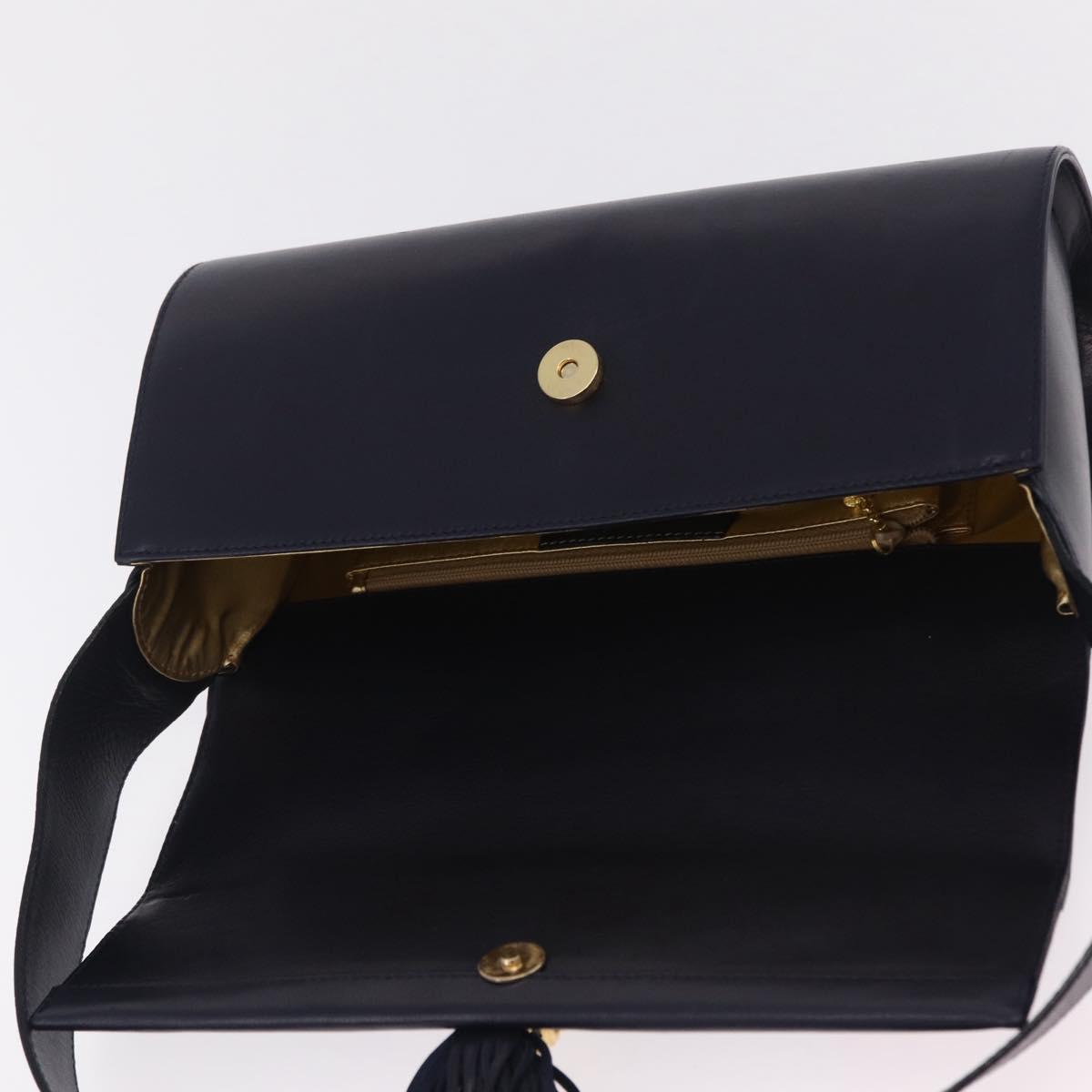 Salvatore Ferragamo Shoulder Bag Leather Navy Gold Auth 206283A - Jerrillo image 10