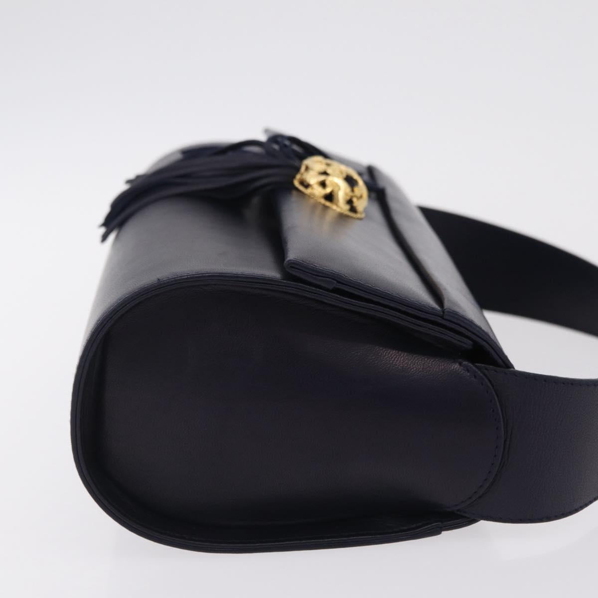 Salvatore Ferragamo Shoulder Bag Leather Navy Gold Auth 206283A - Jerrillo image 3