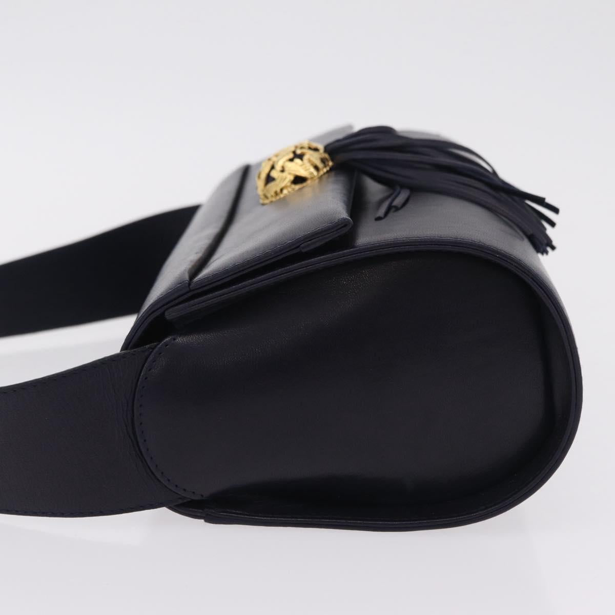 Salvatore Ferragamo Shoulder Bag Leather Navy Gold Auth 206283A - Jerrillo image 4
