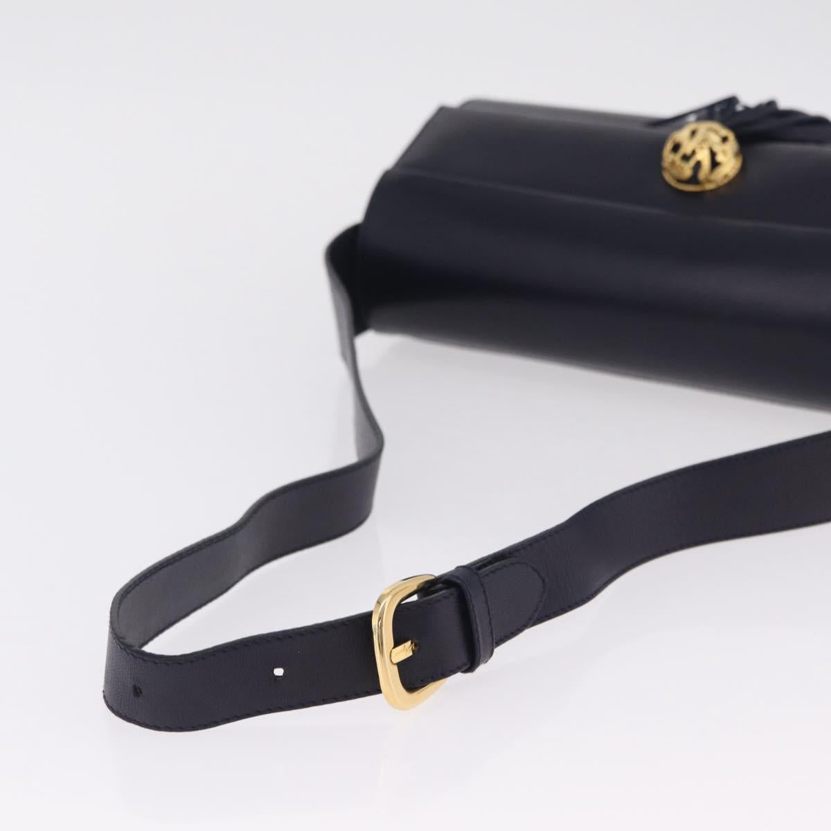 Salvatore Ferragamo Shoulder Bag Leather Navy Gold Auth 206283A - Jerrillo image 7