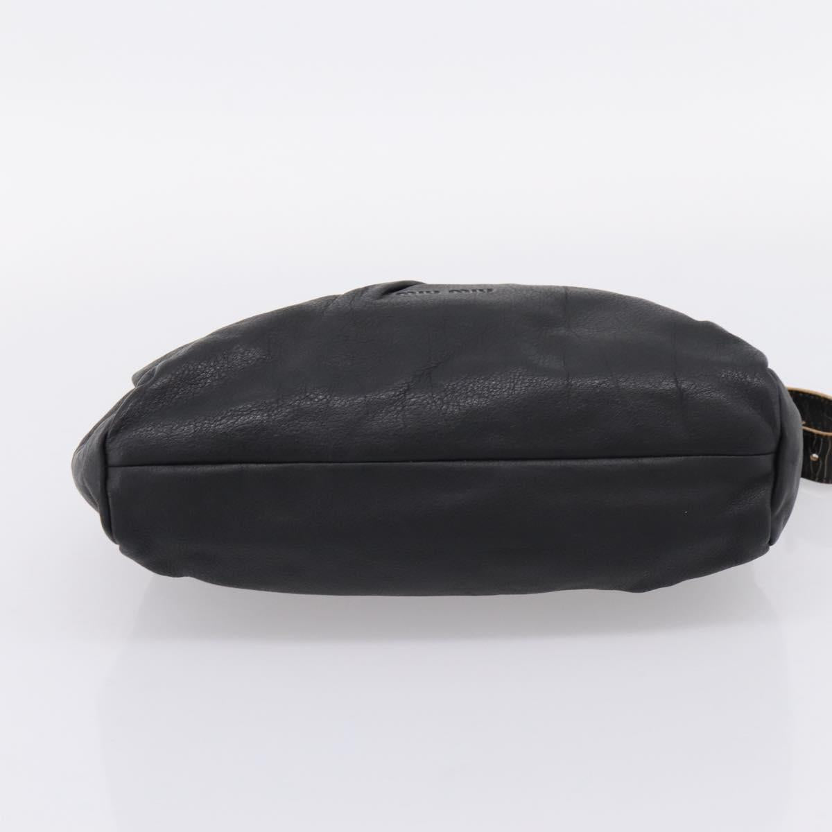 Miu Miu Shoulder Bag Leather Black Gold Auth 206289 - Jerrillo image 5