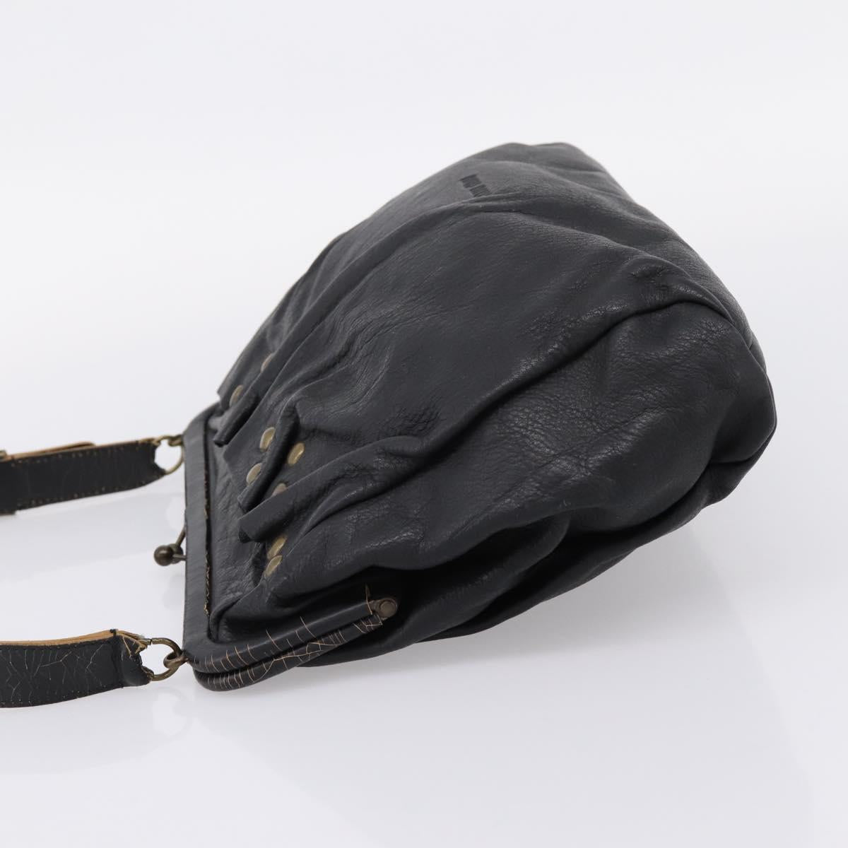 Miu Miu Shoulder Bag Leather Black Gold Auth 206289 - Jerrillo image 3