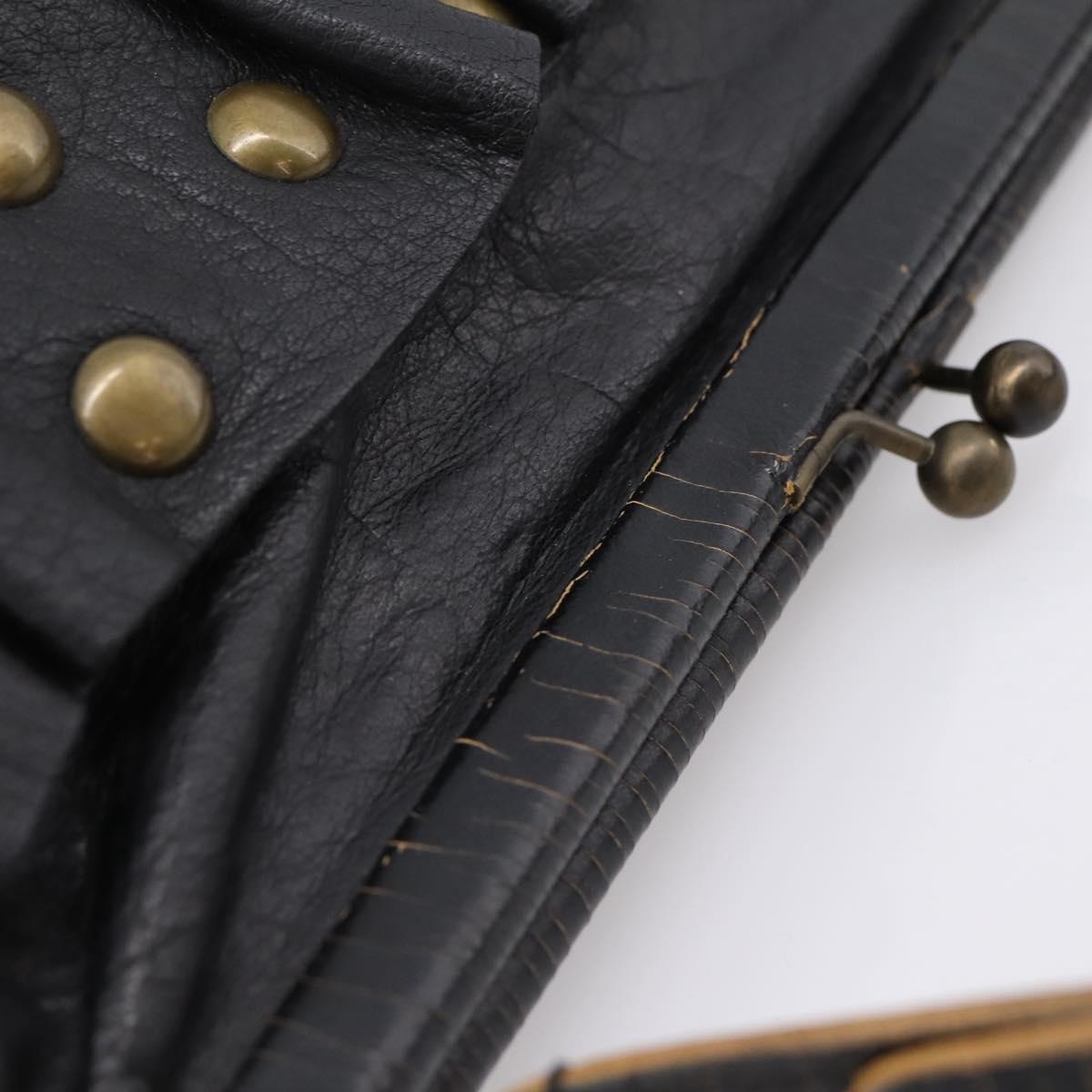 Miu Miu Shoulder Bag Leather Black Gold Auth 206289 - Jerrillo image 7