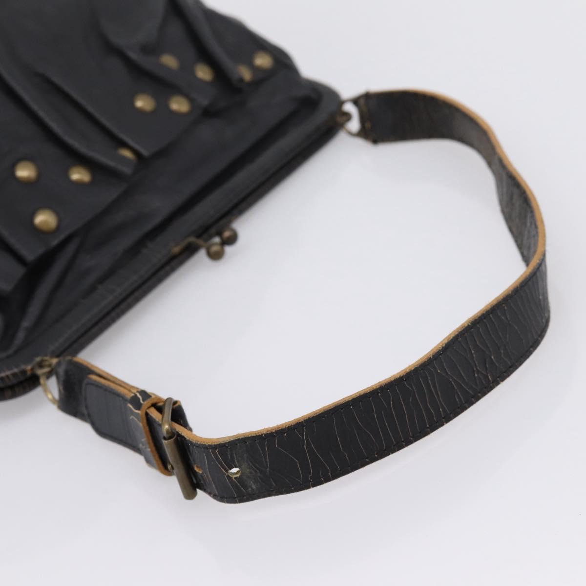 Miu Miu Shoulder Bag Leather Black Gold Auth 206289 - Jerrillo image 8