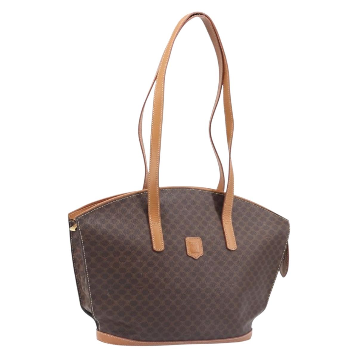 CELINE Macadam Canvas Tote Bag PVC Leather Brown Gold Auth 206774 - Jerrillo