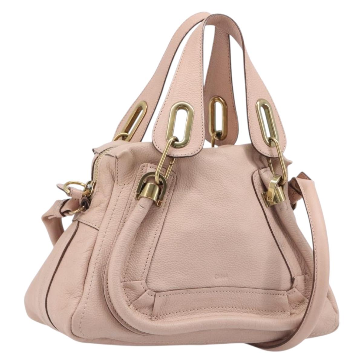 Chloe Paraty Hand Bag Leather 2way Pink Gold Auth 207095V - Jerrillo