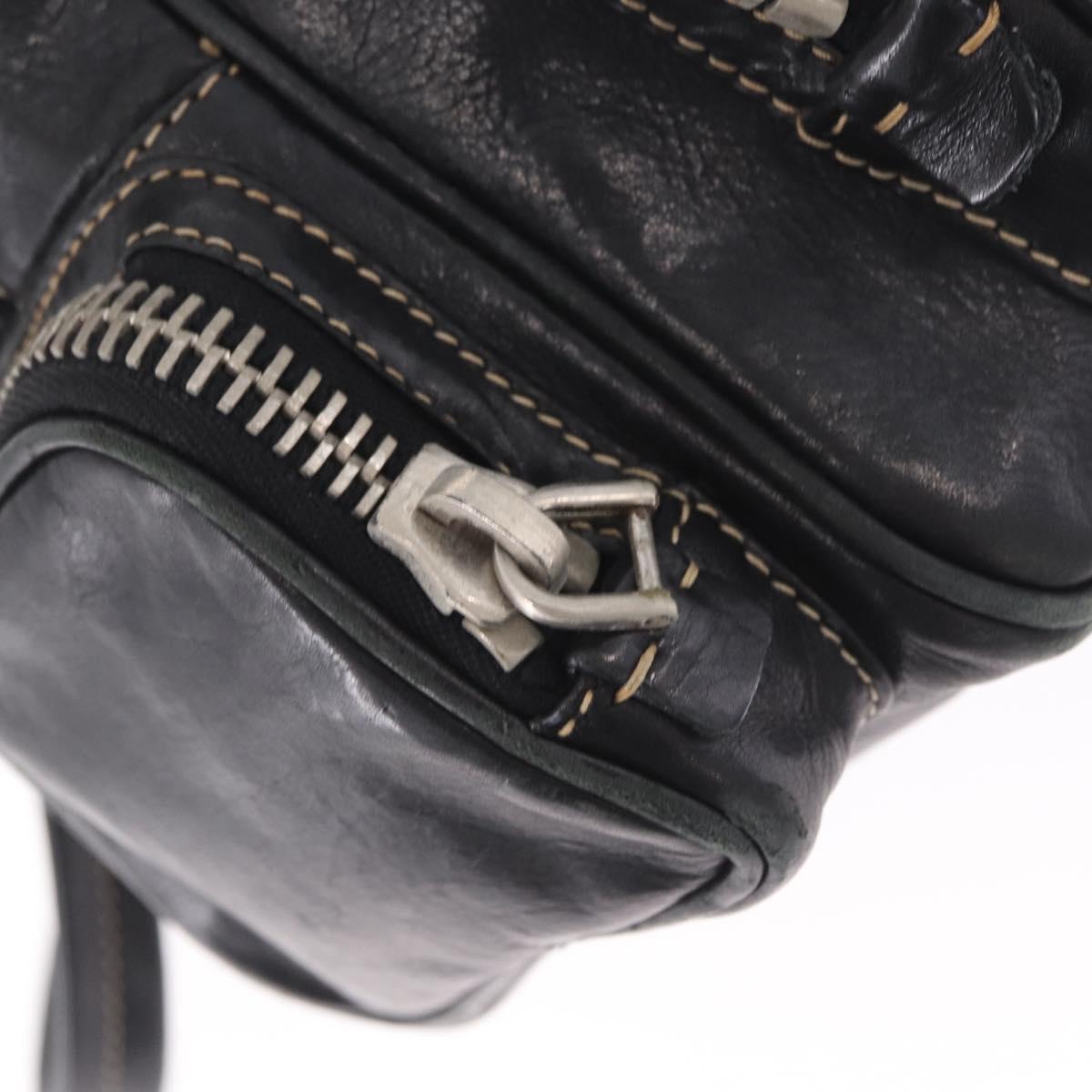 PRADA Hand Bag Leather Black Silver Auth 207680 - Jerrillo image 9