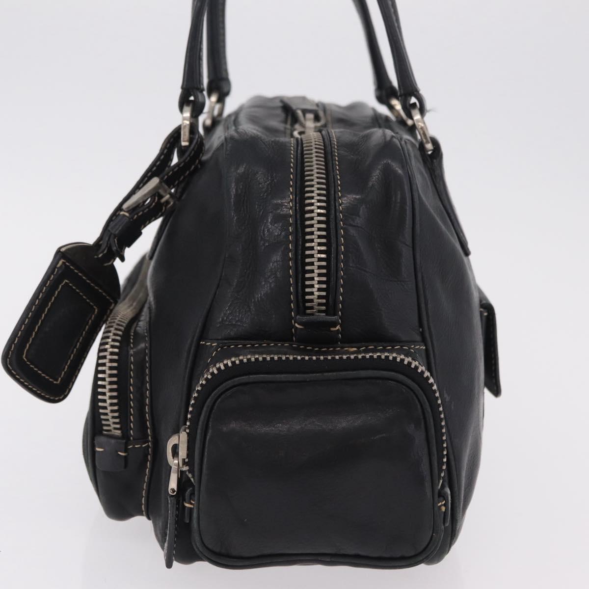 PRADA Hand Bag Leather Black Silver Auth 207680 - Jerrillo image 3