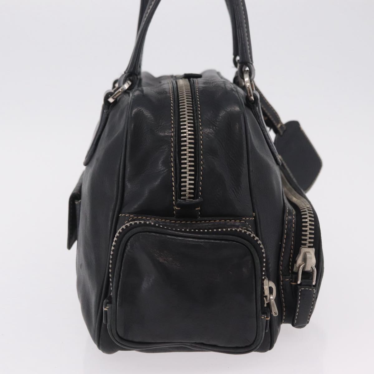 PRADA Hand Bag Leather Black Silver Auth 207680 - Jerrillo image 4