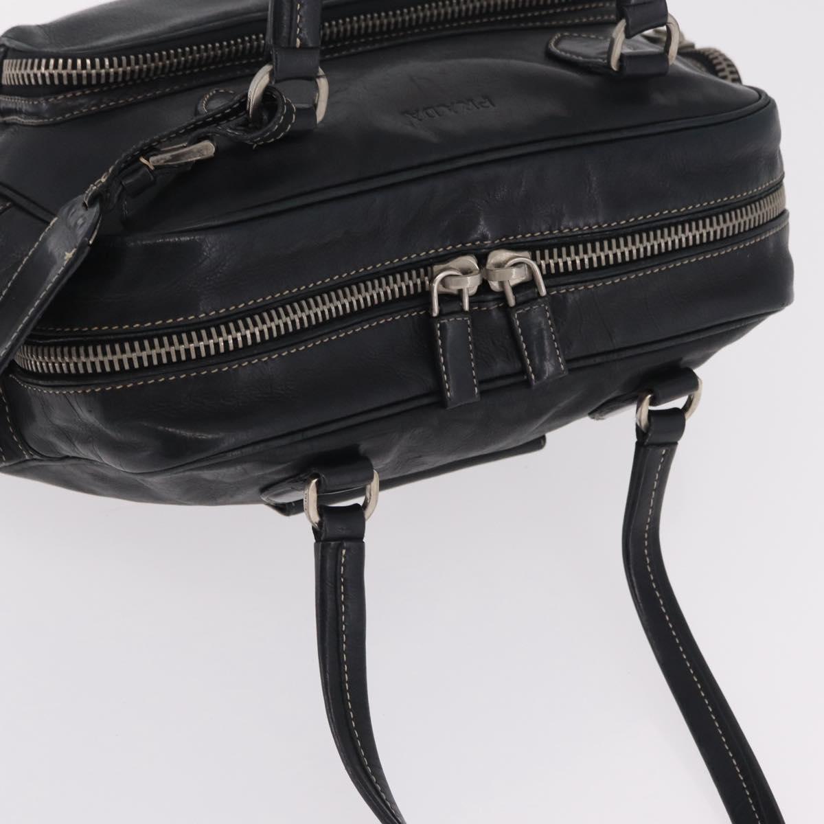 PRADA Hand Bag Leather Black Silver Auth 207680 - Jerrillo image 6