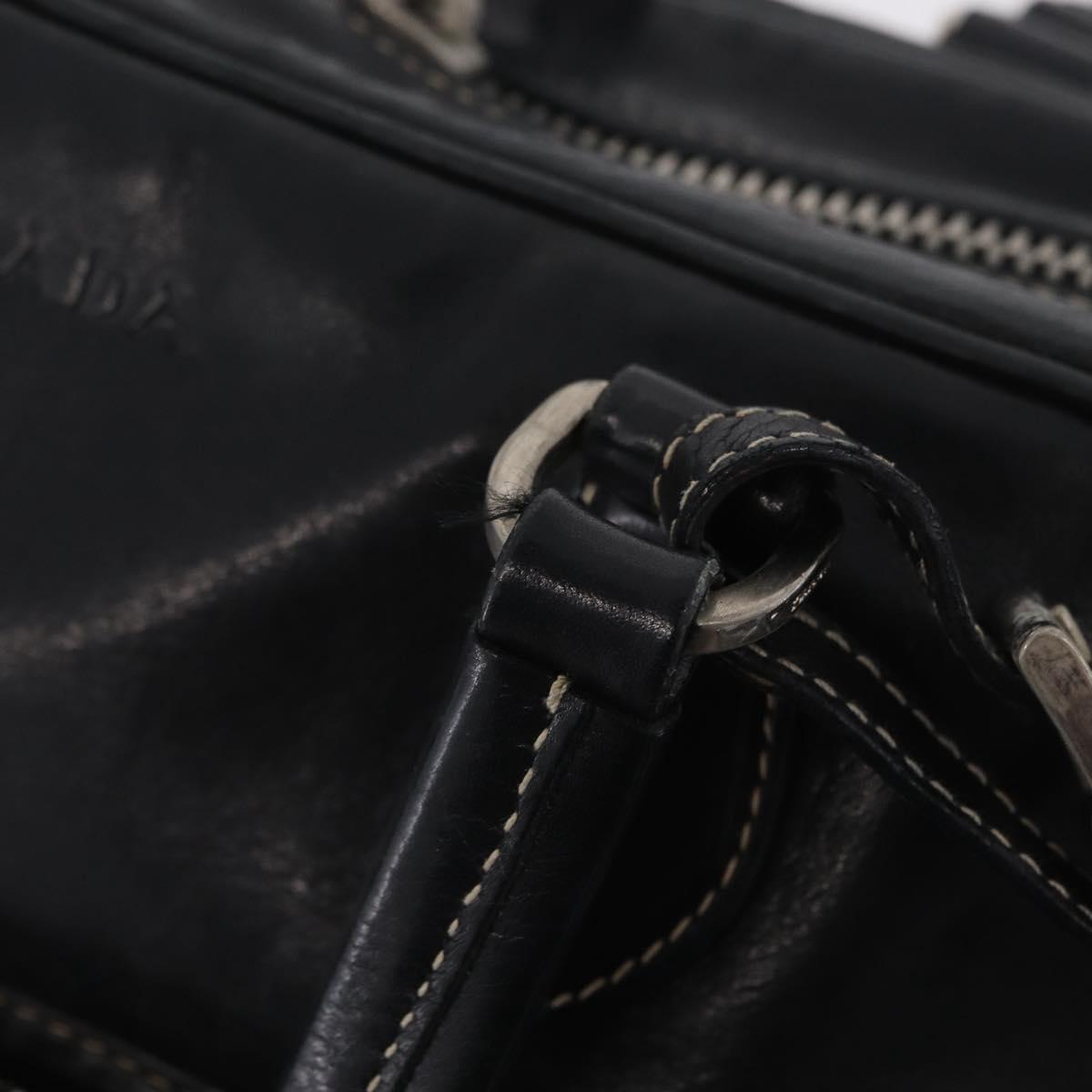 PRADA Hand Bag Leather Black Silver Auth 207680 - Jerrillo image 8