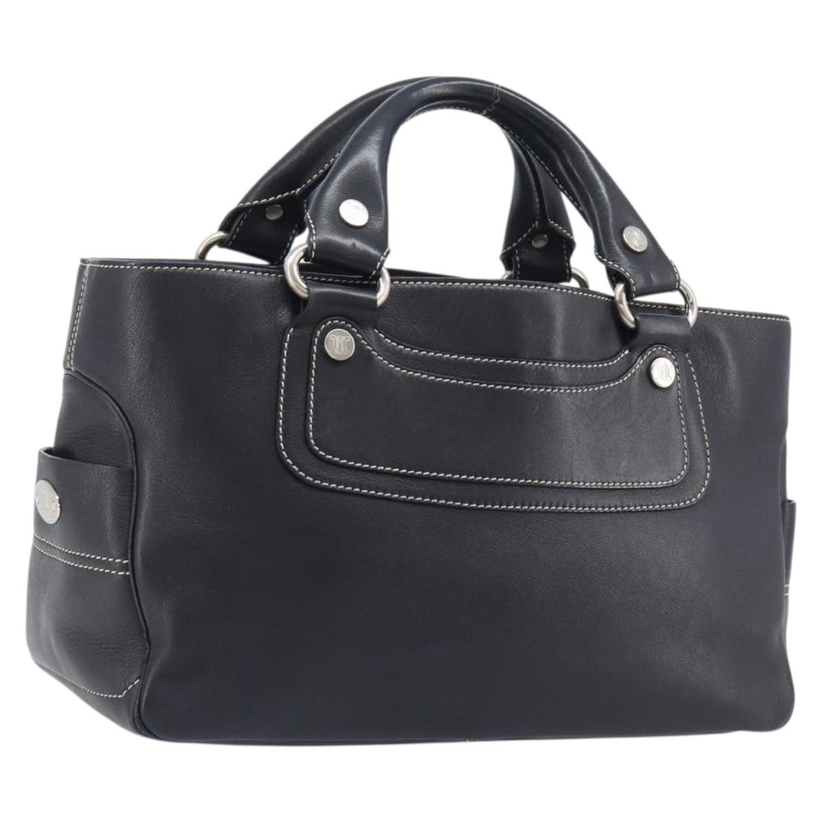 CELINE Boogie Bag Hand Bag Leather Black Silver Auth 207917A - Jerrillo