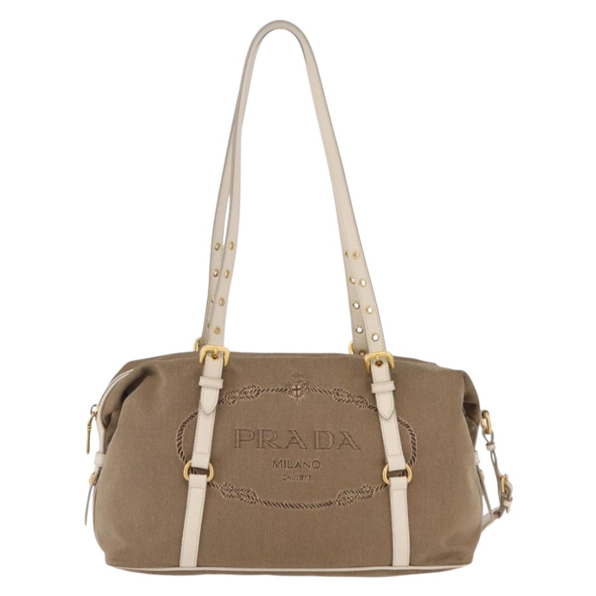 PRADA Jacquard Tote Bag Canvas Brown Gold Tone Auth 208073V - Jerrillo image 2