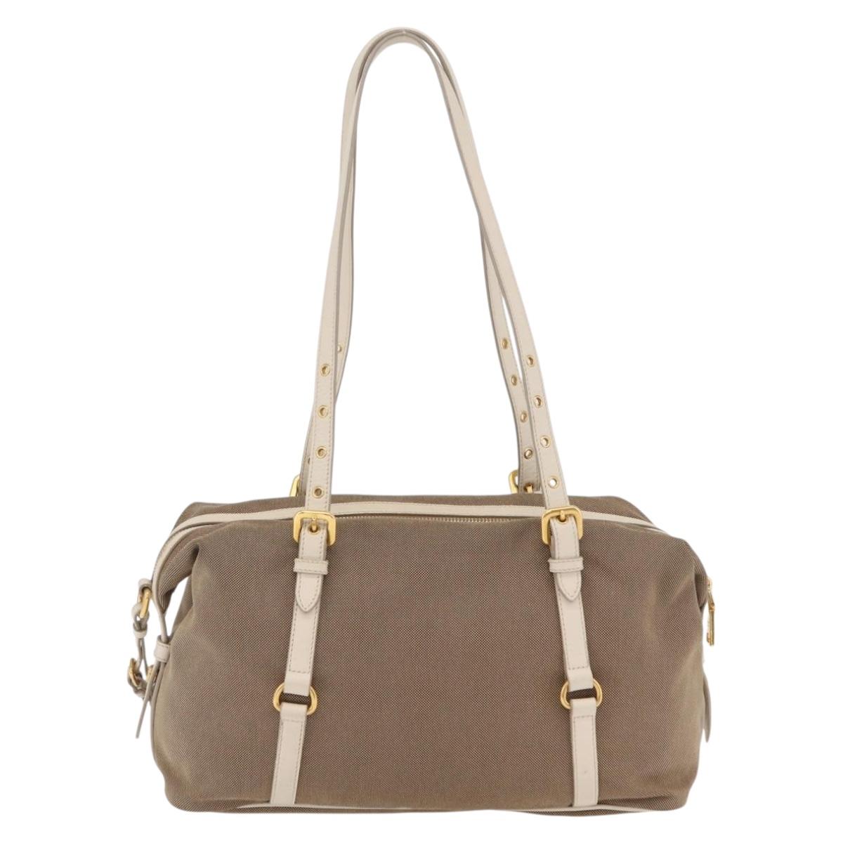 PRADA Jacquard Tote Bag Canvas Brown Gold Tone Auth 208073V - Jerrillo image 3