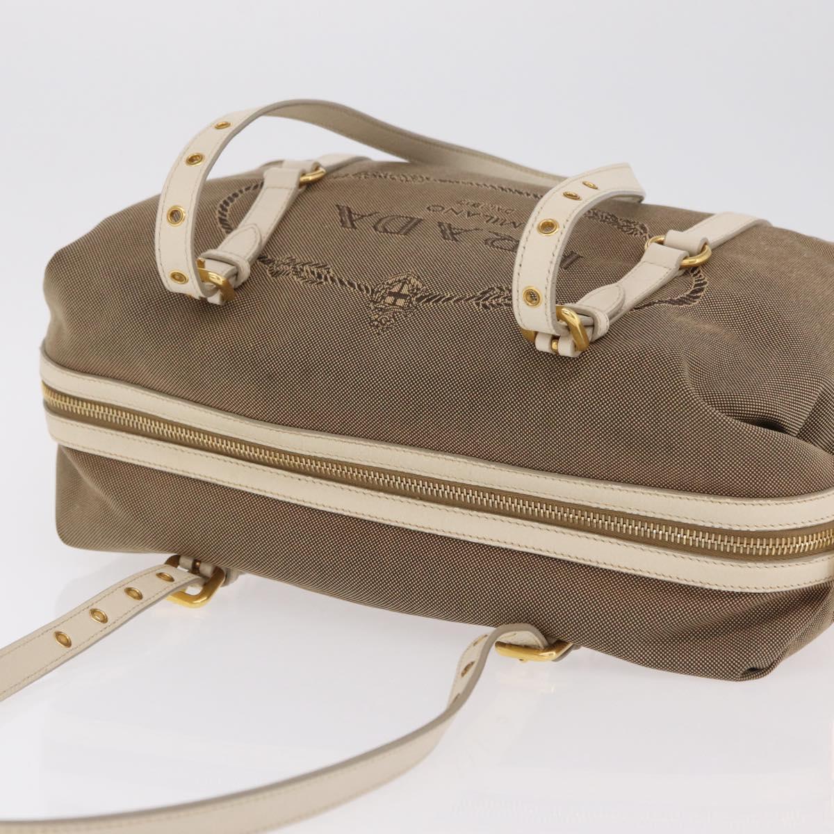 PRADA Jacquard Tote Bag Canvas Brown Gold Tone Auth 208073V - Jerrillo image 6