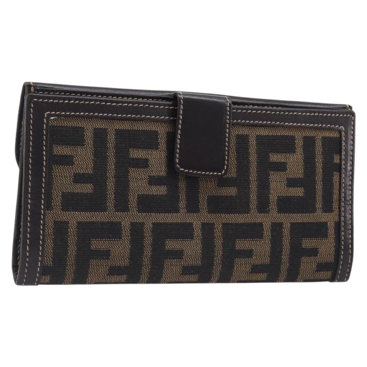 FENDI Zucca Canvas Long Wallet Brown Auth 208102V - Jerrillo