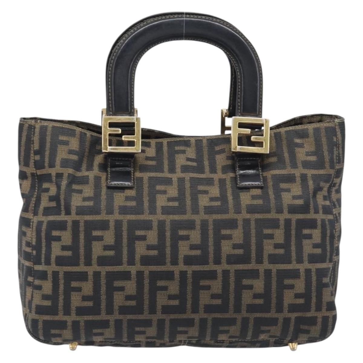 FENDI Zucca Canvas Hand Bag Black Brown Auth 208726V - Jerrillo image 2