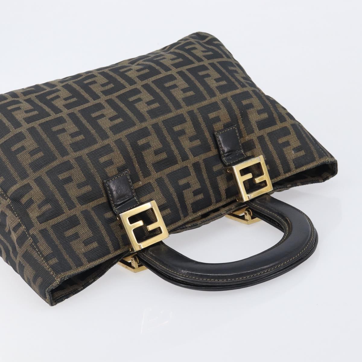 FENDI Zucca Canvas Hand Bag Black Brown Auth 208726V - Jerrillo image 6