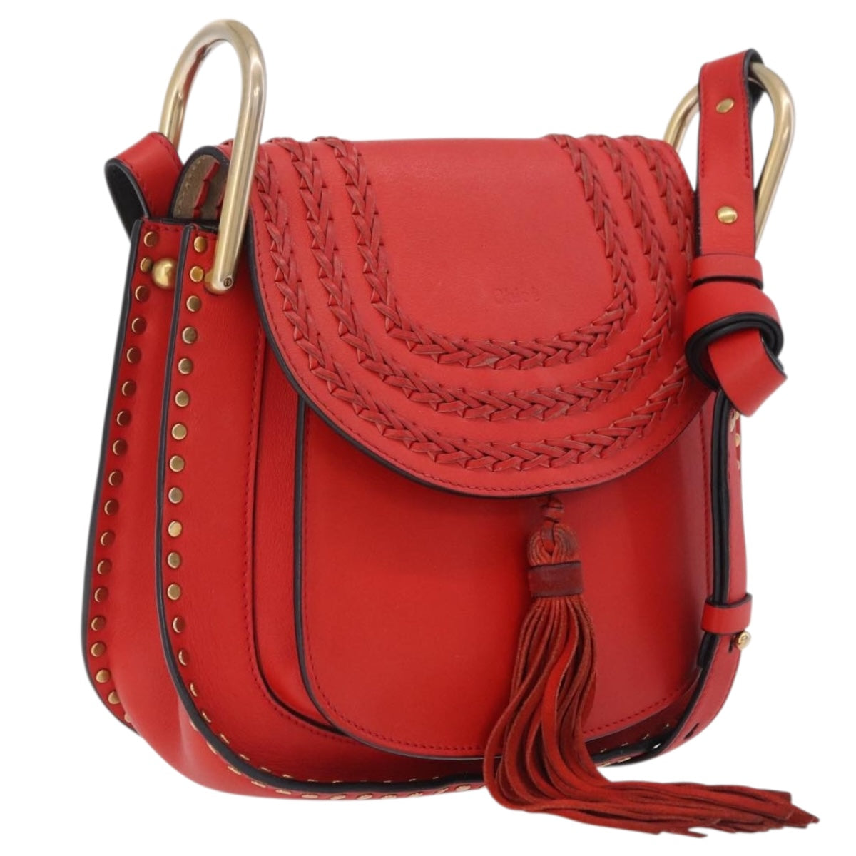 Chloe Shoulder Bag Leather Red Gold Auth 209516V - Jerrillo