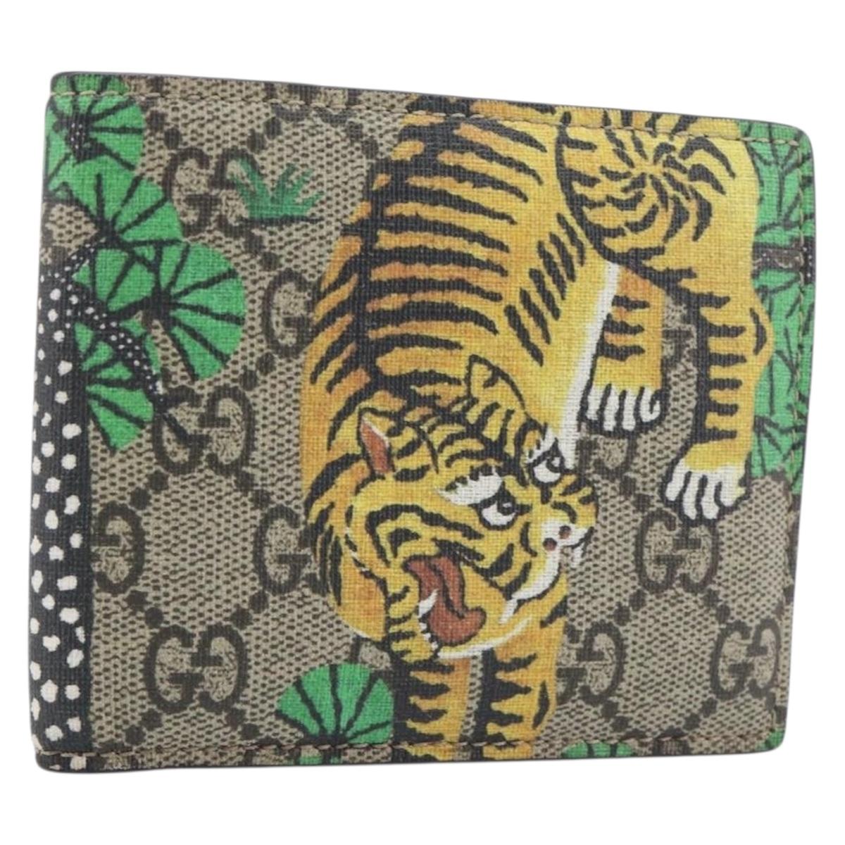 GUCCI GG Supreme Bengal Compact Wallet PVC Beige Auth 210186V - Jerrillo