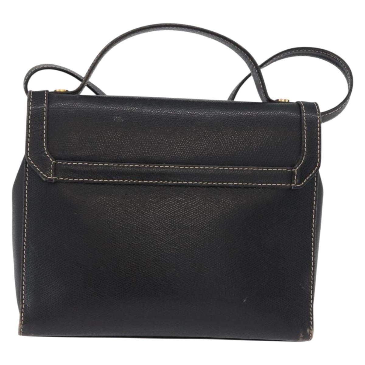 LOEWE Anagram Hand Bag Leather 2way Black Gold Auth ARZ441 - Jerrillo image 2