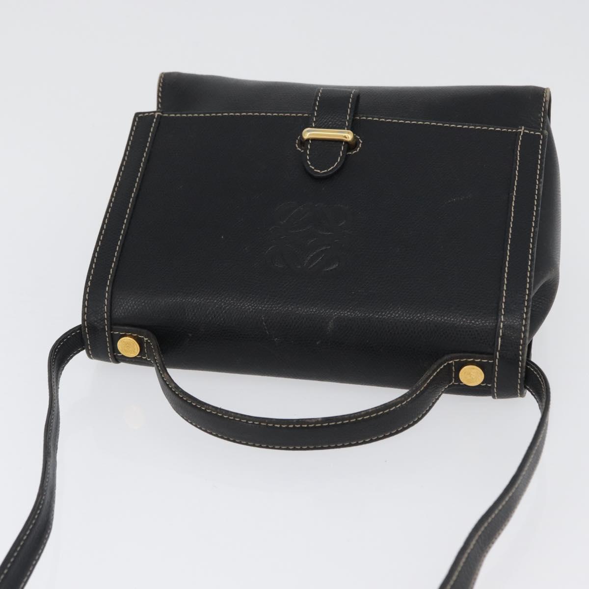 LOEWE Anagram Hand Bag Leather 2way Black Gold Auth ARZ441 - Jerrillo image 6