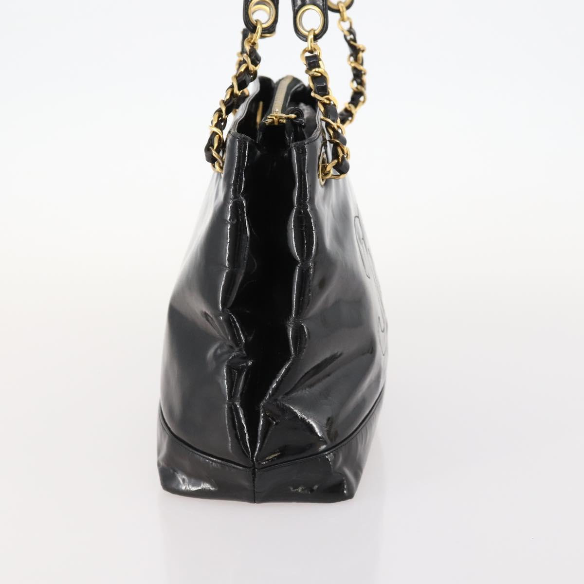 CHANEL Chain Shoulder Bag Patent leather Black Gold CC Auth BA10725 - Jerrillo image 4