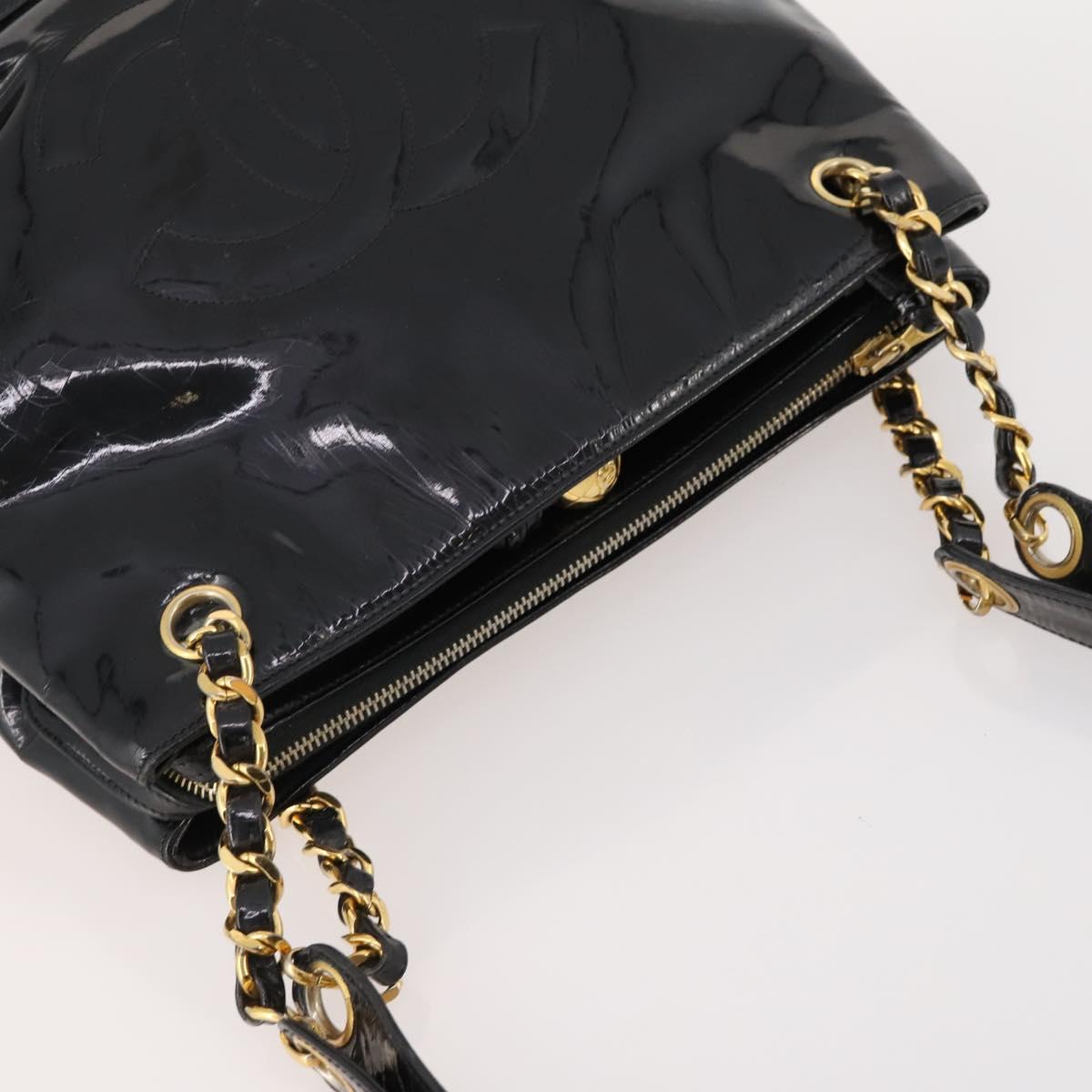 CHANEL Chain Shoulder Bag Patent leather Black Gold CC Auth BA10725 - Jerrillo image 6