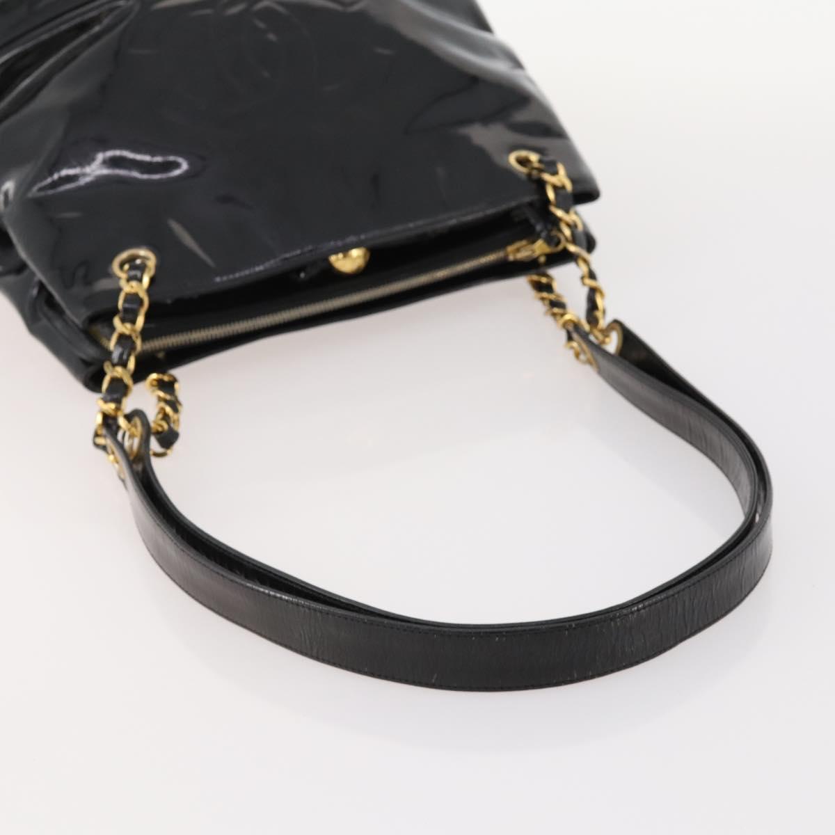 CHANEL Chain Shoulder Bag Patent leather Black Gold CC Auth BA10725 - Jerrillo image 7