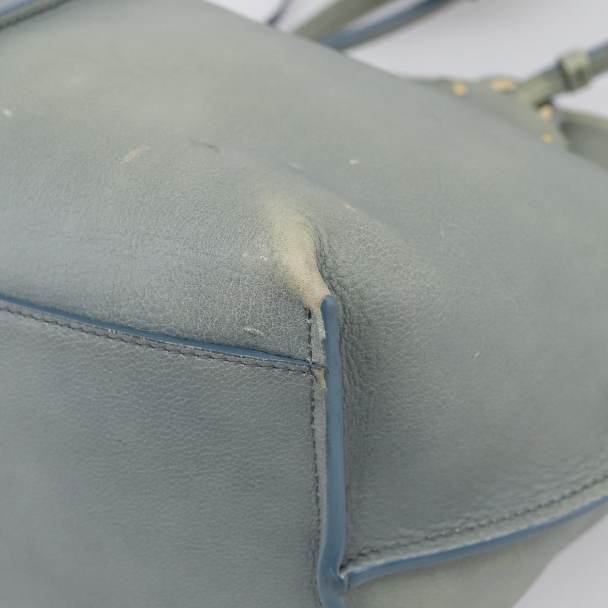 Chloe Vic Tote Bag Leather Light Blue Gold Tone Auth BA16184 - Jerrillo image 10