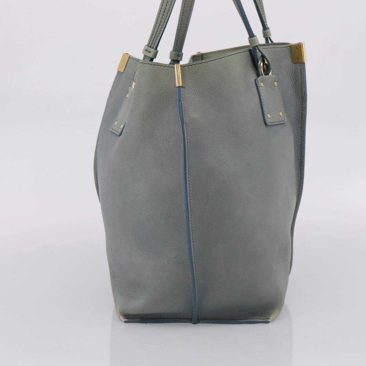 Chloe Vic Tote Bag Leather Light Blue Gold Tone Auth BA16184 - Jerrillo image 4